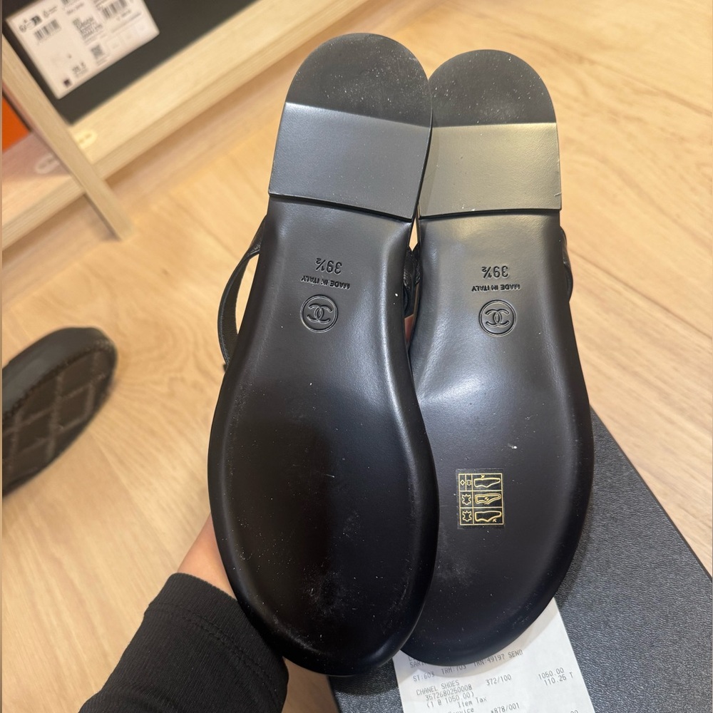CHANEL Black Leather Sandals - Picture 2 of 5